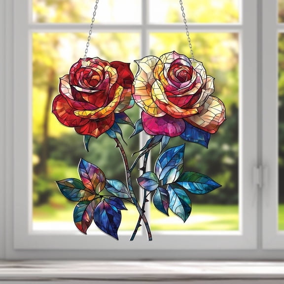 Rose Suncatcher – Handmade Window Hanging Sun Catcher for Home & Garden – Elegant Floral Decor & Gift