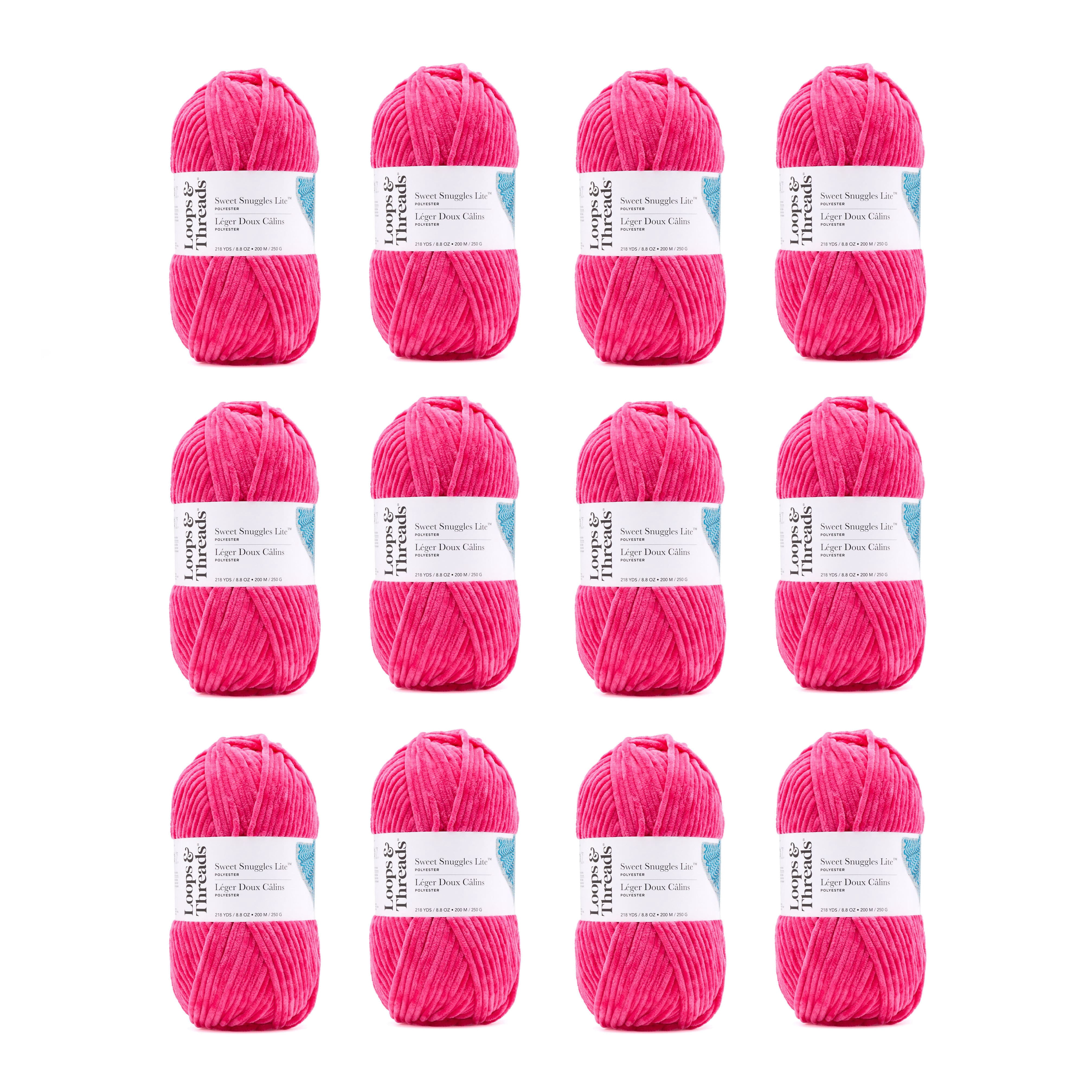 Loops & Threads Rose Sweet Snuggles Lite Yarn - Super Bulky Yarn for Knitting, Crochet, Weaving, Arts & Crafts, 12 Pack