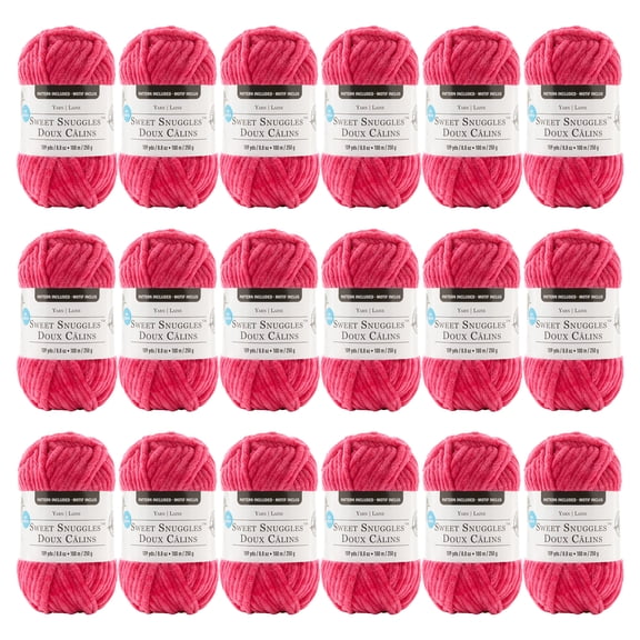 Loops & Threads Rose Sweet Snuggles Yarn - Jumbo Weight Yarn for Knitting, Crochet, Weaving, Arts & Crafts, 18 Pack
