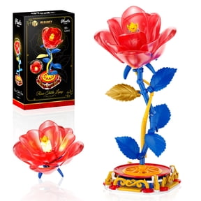 Rose Table Lamp Building Blocks Set, Romantic Desktop & Bedroom Decor, Fairytale Princess Puzzle Assembly Toy, Valentine's Day & Birthday Gift for Girls, Teens & Women