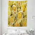 thumbnail image 1 of Rose Tapestry, Bridal Flourish Yellow Roses with Wavy Petals Feminine Romantic Close Up View, Wall Hanging for Bedroom Living Room Dorm Decor, 60W X 80L Inches, Yellow Pale Green, by Ambesonne, 1 of 2