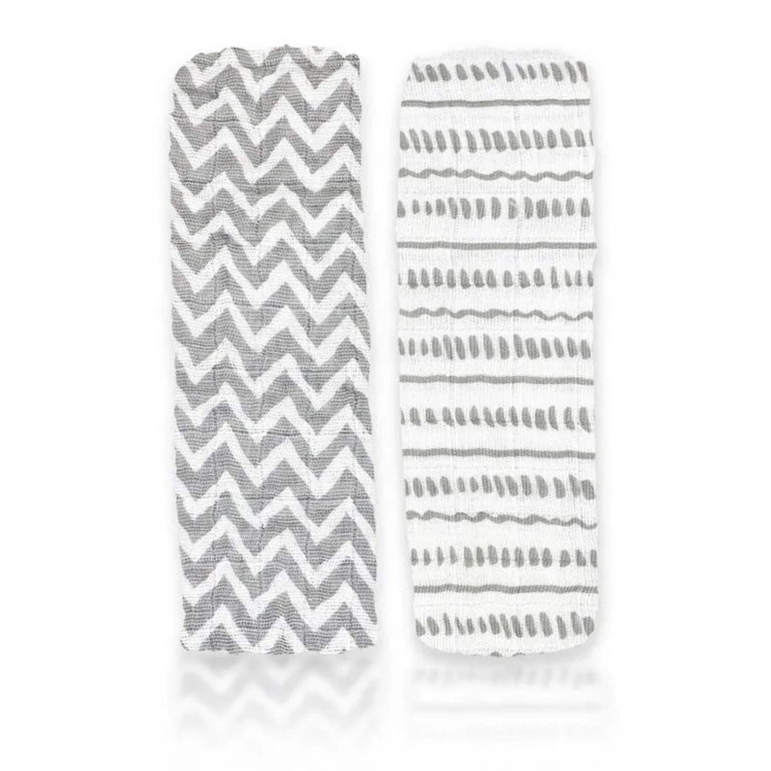 Rose Textiles - 2Pk Grey Doodle Muslin Swaddle Blankets