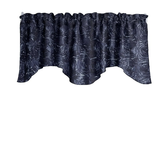 Rose Texture Satin Rosette Scalloped Window Valance 58" Wide / 20" Tall
