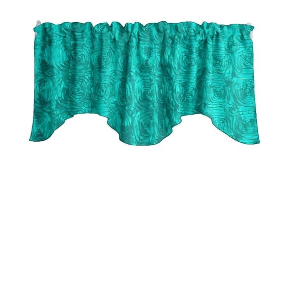 Rose Texture Satin Rosette Scalloped Window Valance 58" Wide / 20" Tall