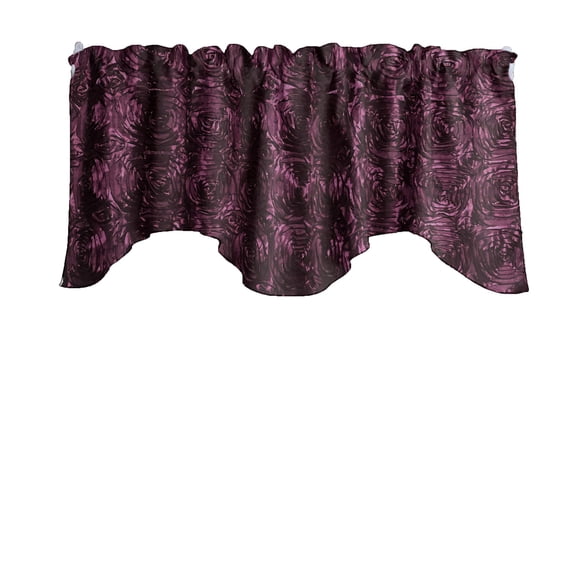 Rose Texture Satin Rosette Scalloped Window Valance 58" Wide / 20" Tall