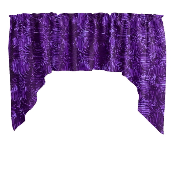Rose Texture Satin Rosette Swag Window Valance 72" Wide / 36" Tall