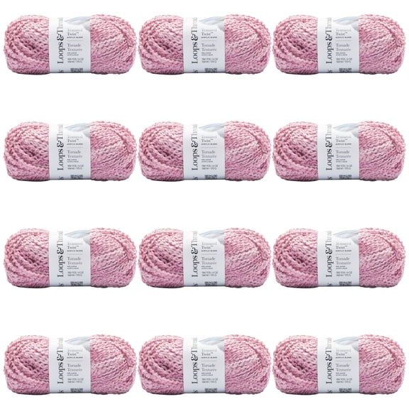 Loops & Threads Rose Textured Twist Yarn - Bulky Weight Yarn for Knitting, Crochet, Weaving, Arts & Crafts, 12 Pack