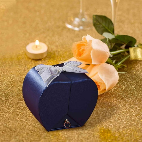 Rose Themed Gift Box with Jewelry Storage Drawer, Acrylic Display Case with Artificial Flower, Valentine's Day Present Box for Jewelry and Perfume Gifting(Blue)