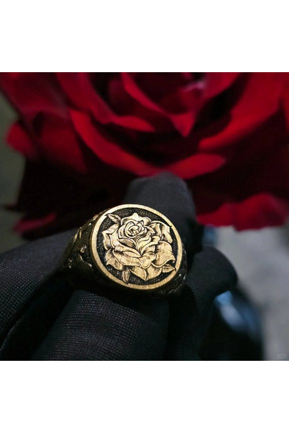 Rose Thorn Ring Gothic Style Vintage Carved Design Adjustable Jewelry Gift for Men Boyfriend Punk Accessory