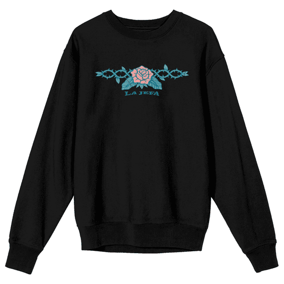 Rose & Thorns La Jefa Adult Black Crew Neck Sweatshirt-3XL