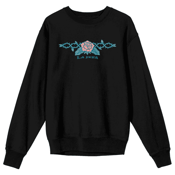 Rose & Thorns La Jefa Adult Black Crew Neck Sweatshirt-Medium