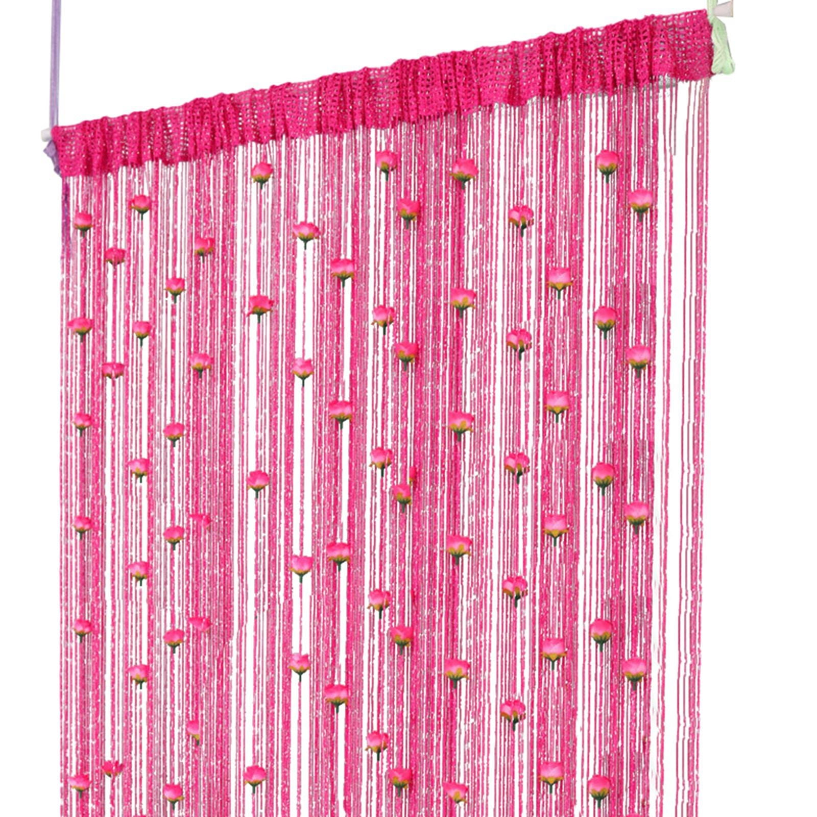 Rose Thread Door Curtain 2024 New 39x79 Inch String Curtain With Roses ...