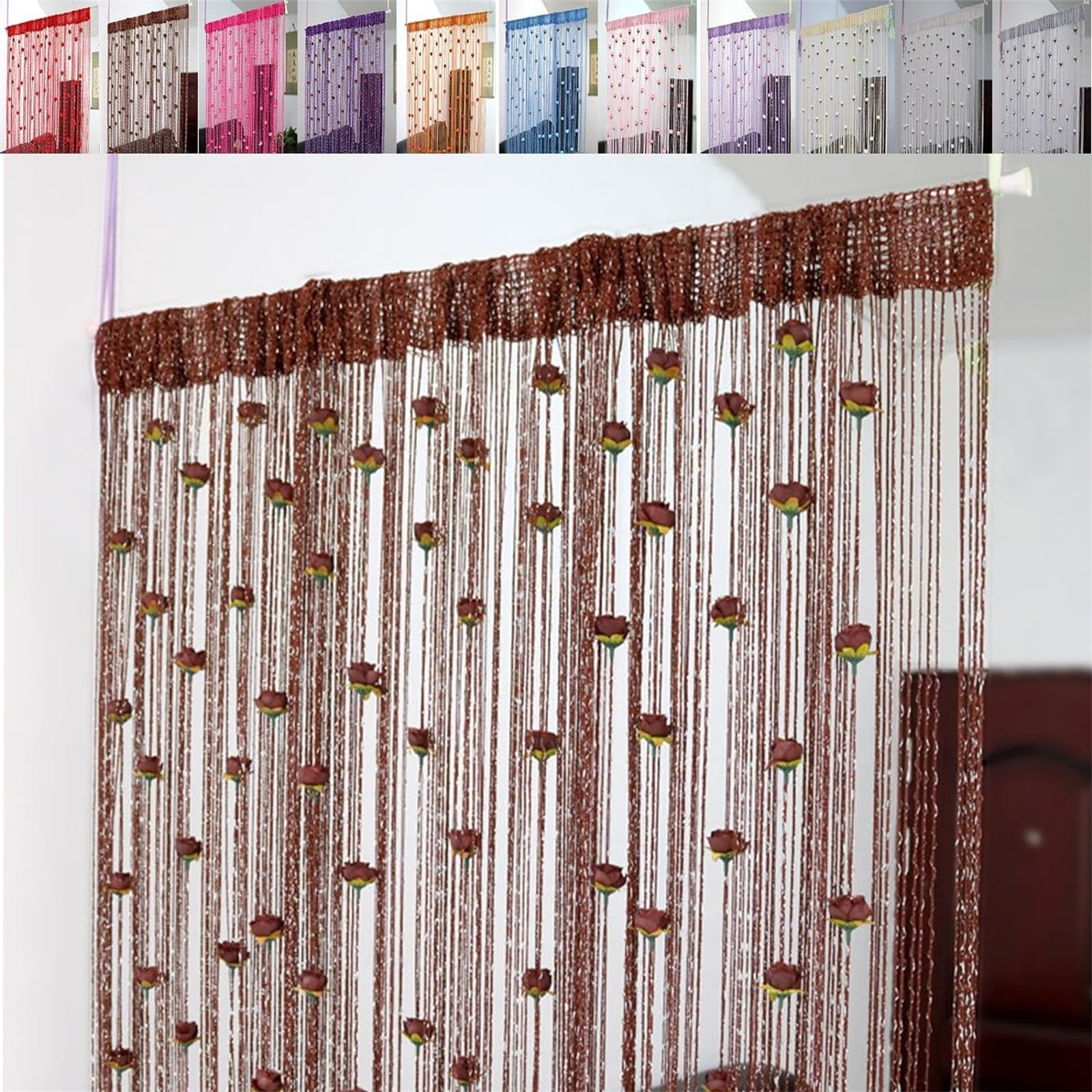 Rose Thread Door Curtain 2024 New 39x79 Inch String Curtain With Roses