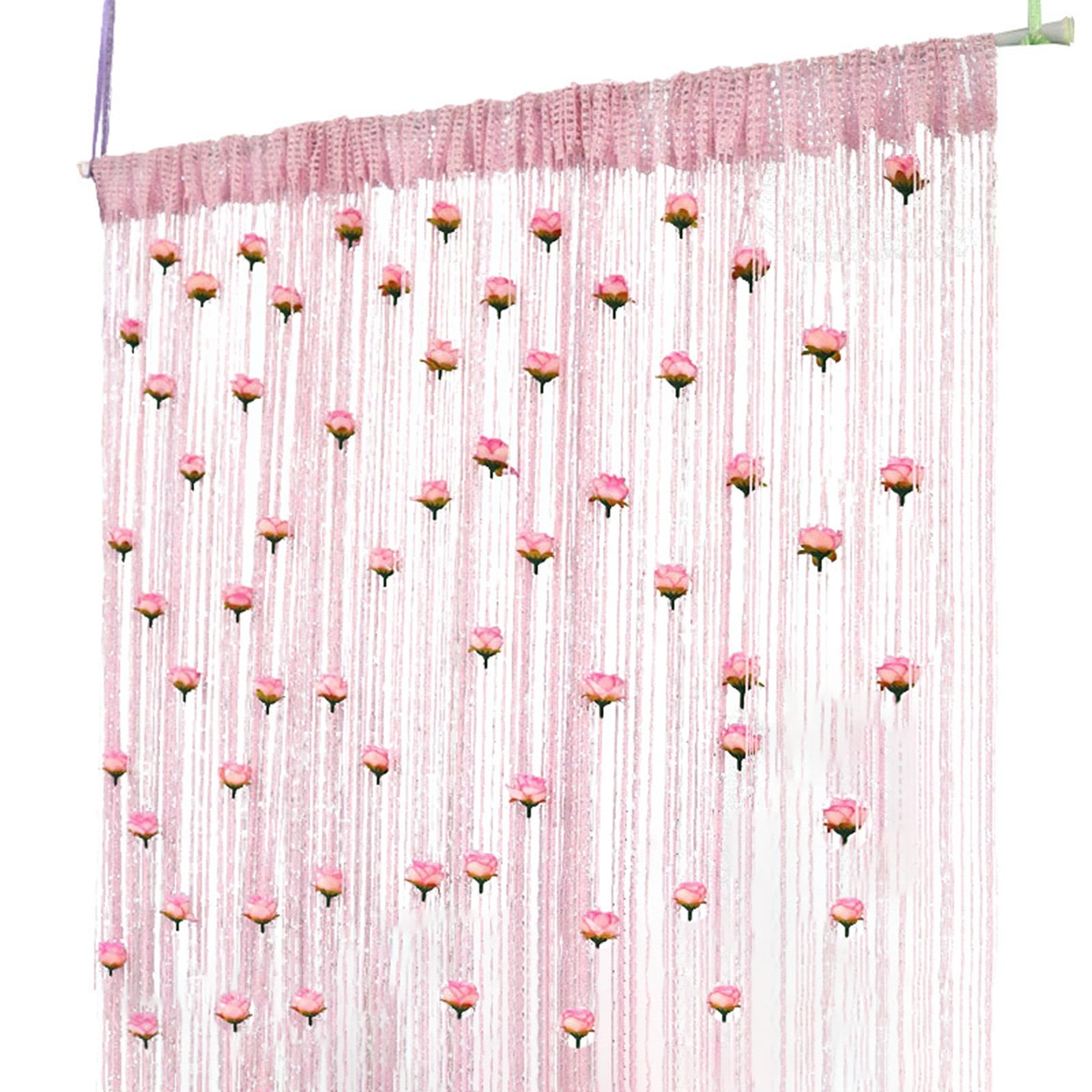Rose Thread Door Curtain,39x79 Inch String Curtain with Roses,Easy to ...