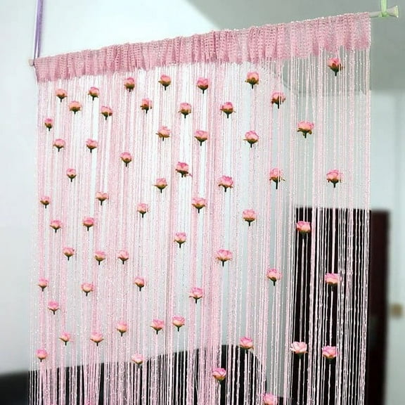 Rose Thread Door Curtain,Rose Hanging Beads for Doorways,String Curtain with Roses | Room Divider Decoration,Suitable for Interior Decoration and Partitions Closet Curtains (39"x79") (Pink)