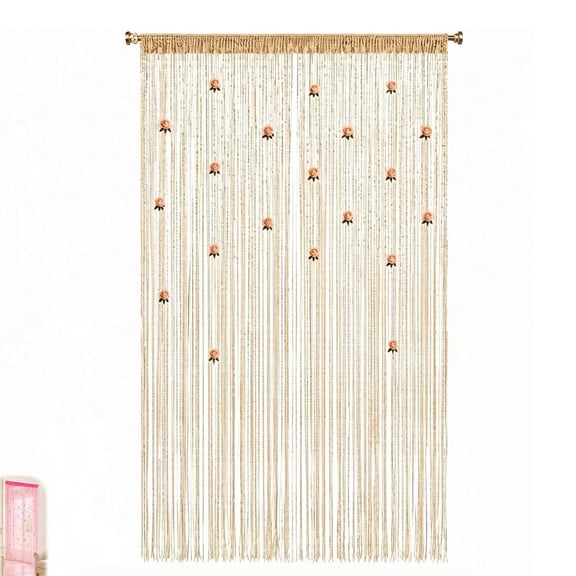 Rose Thread Door String Curtain with Roses, Rose Hanging Beads for doorways, Curtains with Removable, Bedroom Privacy for Window Hallway Entrance