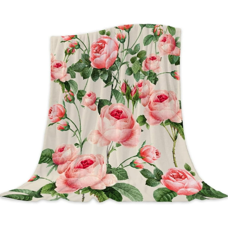 Rose Throw Blanket 50x60 Spring Summer Floral Blanket Throw