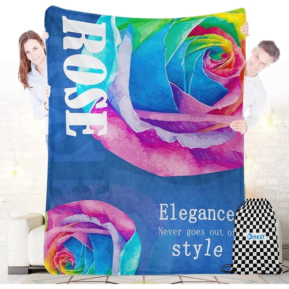 Rose Throw Blanket with Picture Blanket Gifts to My Wife Women Flannel Super Soft Fuzzy Cozy Couch Decorative Throw Blankets for Bed,Sofa,Outdoor Throw Blanket Valentine''s Day (50"x60")