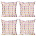 thumbnail image 1 of Rose Throw Pillow Cushion Case Pack of 4, Doodle Style Pastel Petals in Vibrant Tones Simplistic Blossom Art, Modern Accent Double-Sided Print, 4 Sizes, Baby Pink Pale Blue, by Ambesonne, 1 of 2