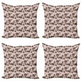 thumbnail image 1 of Rose Throw Pillow Cushion Case Pack of 4, Floral Spring Pattern with Contrast Rose Petals Overlapping Each Other, Modern Accent Double-Sided Print, 4 Sizes, Dark Taupe and Baby Pink, by Ambesonne, 1 of 2