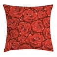 thumbnail image 1 of Rose Throw Pillow Cushion Cover, Vivid Red Roses Rain Water Drops Graphic Dewy Meadows Inspired Romantic Pattern, Decorative Square Accent Pillow Case, 18 X 18 Inches, Ruby Vermilion, by Ambesonne, 1 of 2