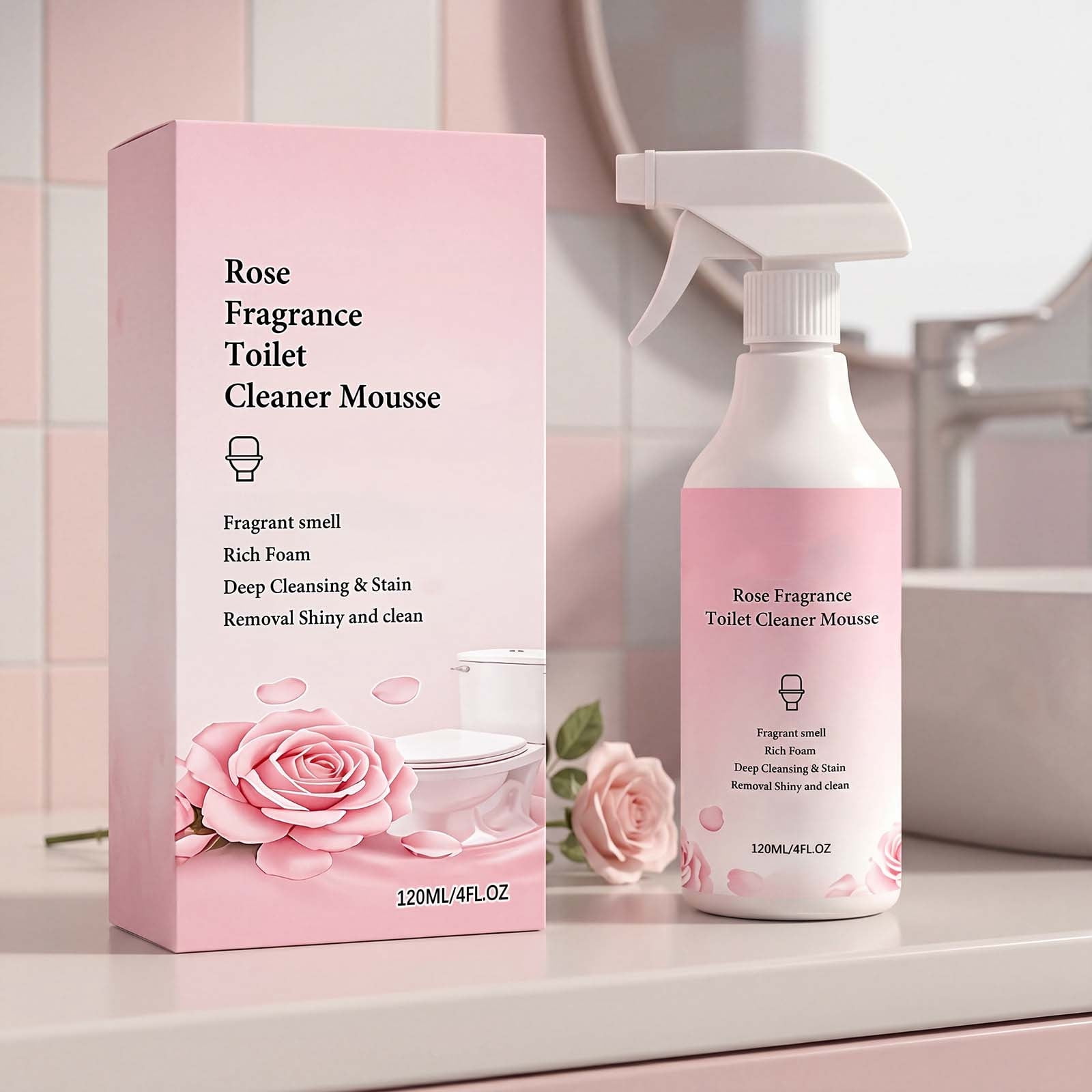 Rose Toilet Mousse Cleaner Foam, Deep Cleaning for Bowls, Removes ...