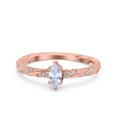 thumbnail image 1 of Rose Tone, Cubic Zirconia Size-5 Half Eternity Marquise Wedding Ring 925 Silver, 1 of 7