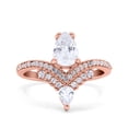 thumbnail image 1 of Rose Tone, Cubic Zirconia Size-8 Art Deco Accent Pear Wedding Ring 925 Silver, 1 of 7
