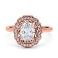thumbnail image 1 of Rose Tone, Simulated Cubic Zirconia Size-10 Art Deco Wedding Bridal Engagement Promise Ring Oval Cut 925 Sterling Silver, 1 of 7