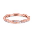 thumbnail image 1 of Rose Tone, Simulated Cubic Zirconia Size-10 Full Eternity Crisscross Band Wedding Ring 925 Sterling Silver, 1 of 7