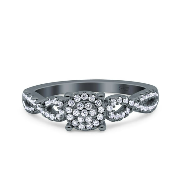 Rose Tone, Simulated Cubic Zirconia Size-10 Halo Art Deco Ring Round Wedding Engagement Infinity Band 925 Sterling Silver