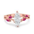 thumbnail image 1 of Rose Tone, Simulated Cubic Zirconia Size-10 Infinity Twist Ruby Marquise Art Deco Engagement Wedding Bridal Ring 925 Sterling Silver, 1 of 7