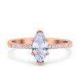 thumbnail image 1 of Rose Tone, Simulated Cubic Zirconia Size-10 Marquise Solitaire Accent Dazzling Wedding Engagement Ring 925 Sterling Silver, 1 of 7
