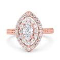 thumbnail image 1 of Rose Tone, Simulated Cubic Zirconia Size-10 Marquise Vintage Art Deco Halo Wedding Engagement Bridal Ring 925 Sterling Silver, 1 of 5