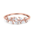 thumbnail image 1 of Rose Tone, Simulated Cubic Zirconia Size-10 Petite Dainty Marquise Eternity Ring Wedding Engagement Ring 925 Sterling Silver, 1 of 7