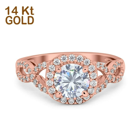 Rose Tone, Simulated Cubic Zirconia Size-10 Vintage Art Deco Infinity Shank Wedding Engagement Ring Solid 925 Sterling Silver