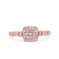thumbnail image 1 of Rose Tone, Simulated Cubic Zirconia Size-5 Square Halo Art Deco Wedding Engagement Bridal Ring 925 Sterling Silver, 1 of 7