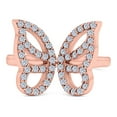thumbnail image 1 of Rose Tone, Simulated Cubic Zirconia Size-6 Butterfly Ring Wedding Band 925 Sterling Silver, 1 of 7