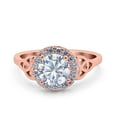 thumbnail image 1 of Rose Tone, Simulated Cubic Zirconia Size-6 Celtic Halo Art Deco Wedding Engagement Ring 925 Sterling Silver, 1 of 7