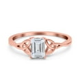 thumbnail image 1 of Rose Tone, Simulated Cubic Zirconia Size-6 Emerald Cut Wedding Engagement Ring 925 Sterling Silver, 1 of 7