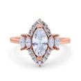thumbnail image 1 of Rose Tone, Simulated Cubic Zirconia Size-6 Marquise Cut Halo Vintage Art Deco Wedding Engagement Bridal Ring 925 Sterling Silver, 1 of 7