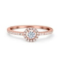 thumbnail image 1 of Rose Tone, Simulated Cubic Zirconia Size-6 Petite Dainty Halo Solitaire Accent Ring 925 Sterling Silver, 1 of 7