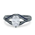 thumbnail image 1 of Rose Tone, Simulated Cubic Zirconia Size-6 Split Shank Halo Oval Wedding Engagement Ring Blue Sapphire 925 Sterling Silver, 1 of 7