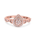 thumbnail image 1 of Rose Tone, Simulated Cubic Zirconia Size-6 Teardrop Halo Art Deco Ring Pear Wedding Engagement Band 925 Sterling Silver, 1 of 7