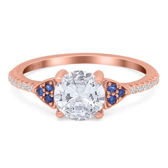 Rose Tone, Simulated Cubic Zirconia Size-7 Art Deco Wedding Engagement Bridal Ring 925 Sterling Silver
