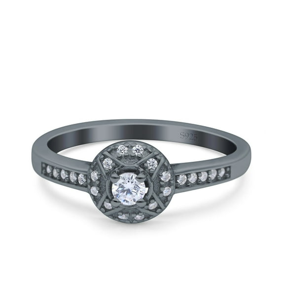 Rose Tone, Simulated Cubic Zirconia Size-7 Art Deco Wedding Ring Band 925 Sterling Silver