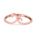 thumbnail image 1 of Rose Tone, Simulated Cubic Zirconia Size-7 Fashion Swirl Dainty Petite Ring 925 Sterling Silver, 1 of 7