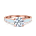 thumbnail image 1 of Rose Tone, Simulated Cubic Zirconia Size-7 Halo Solitaire Accent Engagement Ring 925 Sterling Silver, 1 of 7