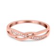 thumbnail image 1 of Rose Tone, Simulated Cubic Zirconia Size-7 Infinity Twisted Half Eternity Wedding Band Ring 925 Sterling Silver, 1 of 7