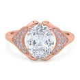thumbnail image 1 of Rose Tone, Simulated Cubic Zirconia Size-7 Oval Art Deco Wedding Engagement Bridal Ring 925 Sterling Silver, 1 of 7